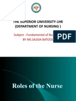 The Superior University LHR (Department of Nursing) : Subject: Fundamental of Nursing-1 by Ms - Sajida Batool