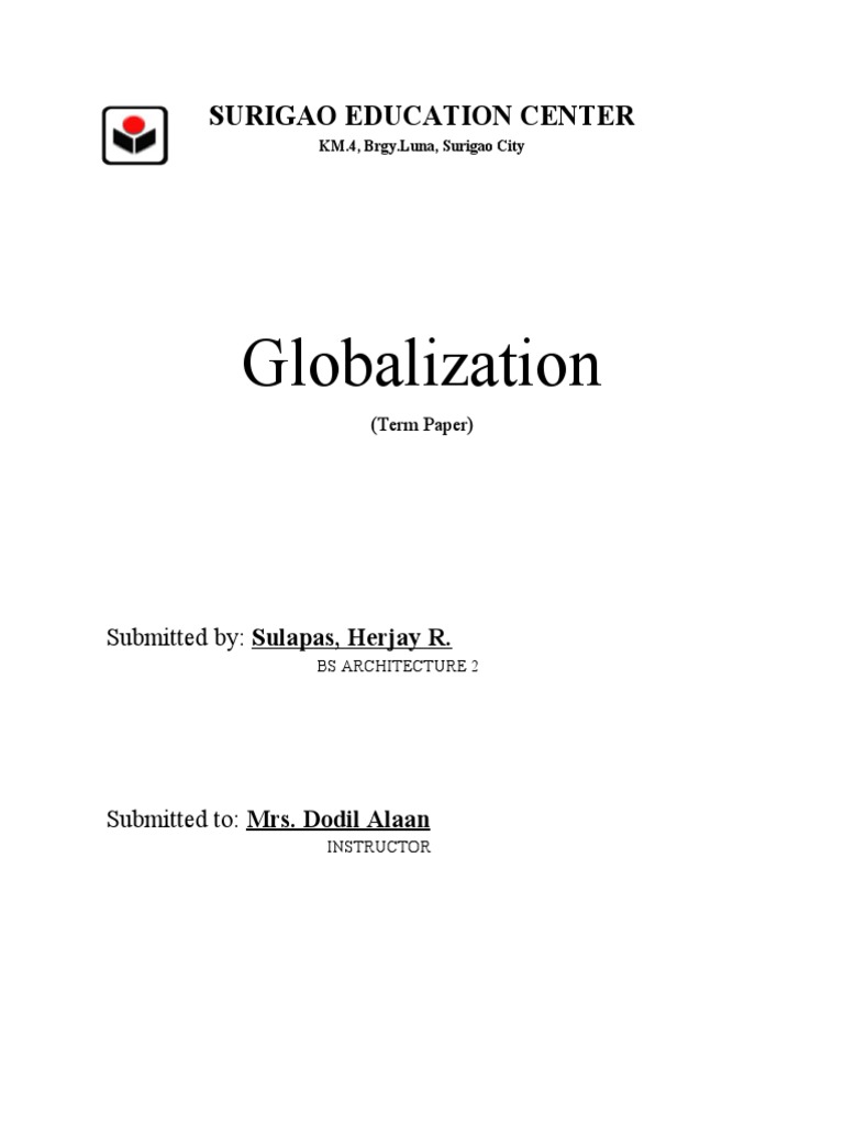 term paper about globalization pdf