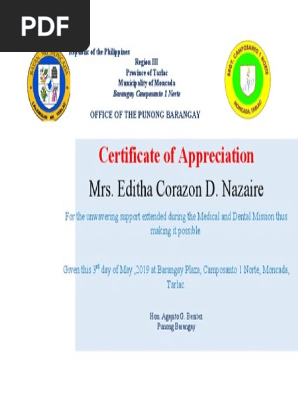 certificate of appreciation