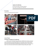 Lesson 1: History of Strength and Conditioning Learning Objective: at The End of The Lesson, The Learner Is Able To