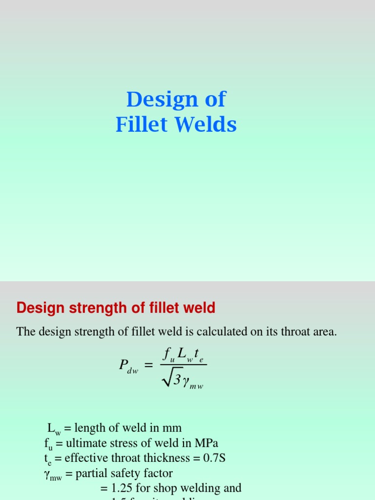 Design of Fillet Welds | PDF | Screw | Welding