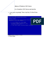 Installation of Windows 2003 Server