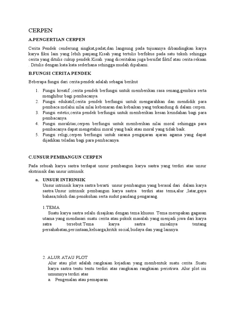 Struktur dan Unsur Pembentuk Cerpen | PDF