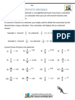 Converting Fractions To Decimals: Name Date