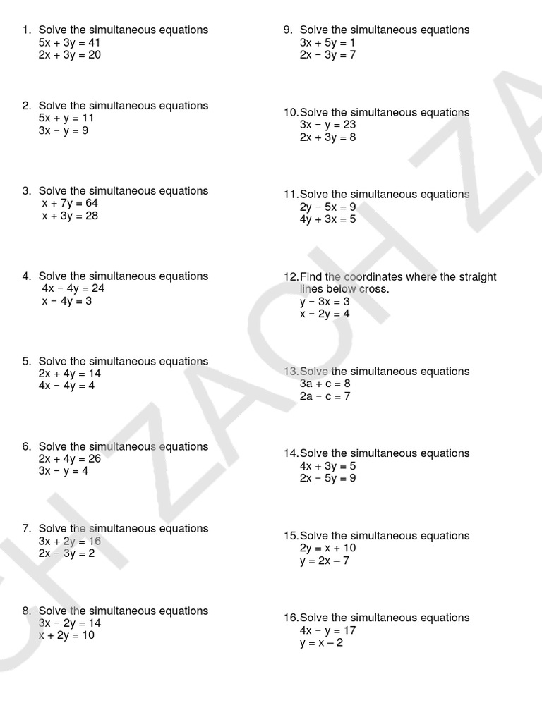 Simultaneous Equations (2. Exe 3) | PDF | Teaching Mathematics