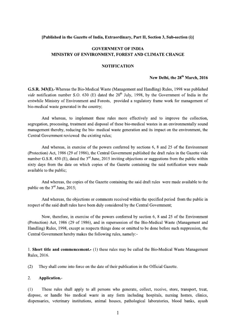 Biomedical Waste Rules PDF