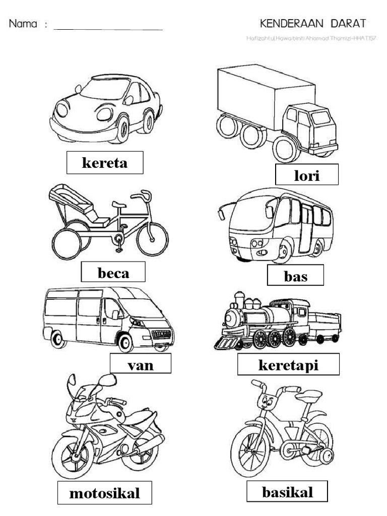 Lembaran Kerja Kenderaan Darat | PDF