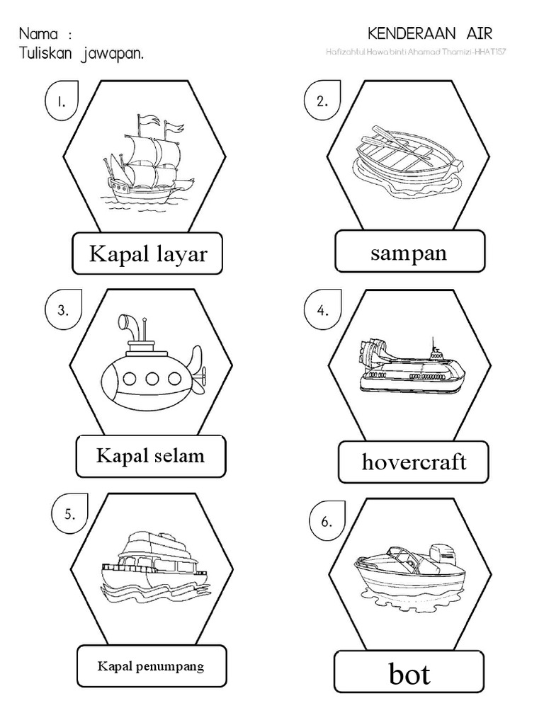 Lembaran Kerja Kenderaan Air | PDF