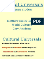 Class Notes: Cultural Universals