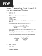 Linear Programming: Sensitivity Analysis and Interpretation of Solution