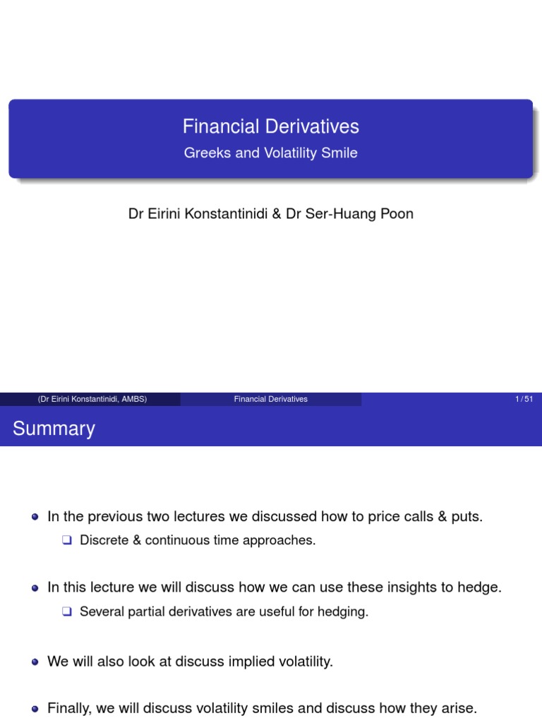 Greeks and Volatility Smile | PDF | Greeks (Finance) | Black–Scholes Model
