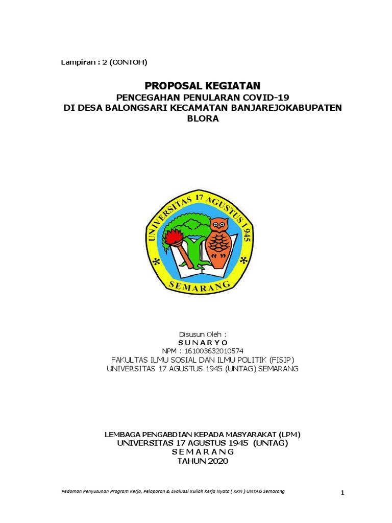 Proposal Kegiatan KKN FISIP UNTAG Semarang | PDF | Seni | Komputer