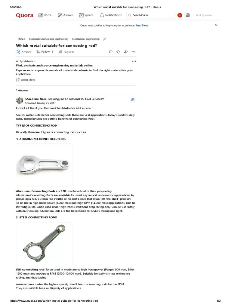 Connecting Rod Materials Explained | PDF