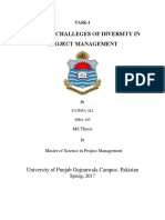 Role and Challeges of Diversity in Project Management: University of Punjab Gujranwala Campus-Pakistan