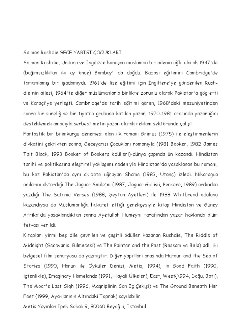 Geceyarisi Salman Rushdie Pdf