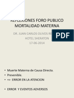 Juan Carlos Olivos Reflexiones Foro Publico Mortalidad Materna