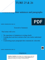 LECTURE 25 & 26 Constructing Clear Sentence and Paragraphs