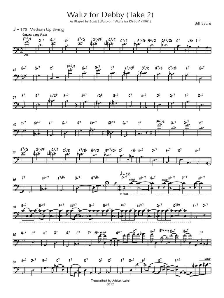 Scott LaFaro - Waltz For Debby (Take 2) | PDF | Jazz