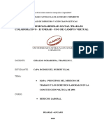 Principios Del Derecho de Trabajo y Los Derechos Laborales en La Constitución Política de 1993