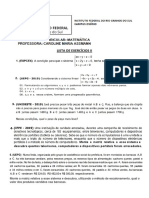 LISTA DE EXERCÍCIOS II - Matemática - Sistemas Lineares