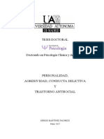 Personalidad Agresiva, Conducta Delictiva y Trastorno Antisocial