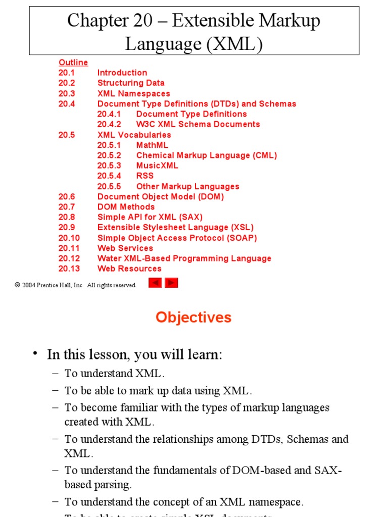 Chapter 20 - Extensible Markup Language (XML) : 2004 Prentice Hall, Inc ...