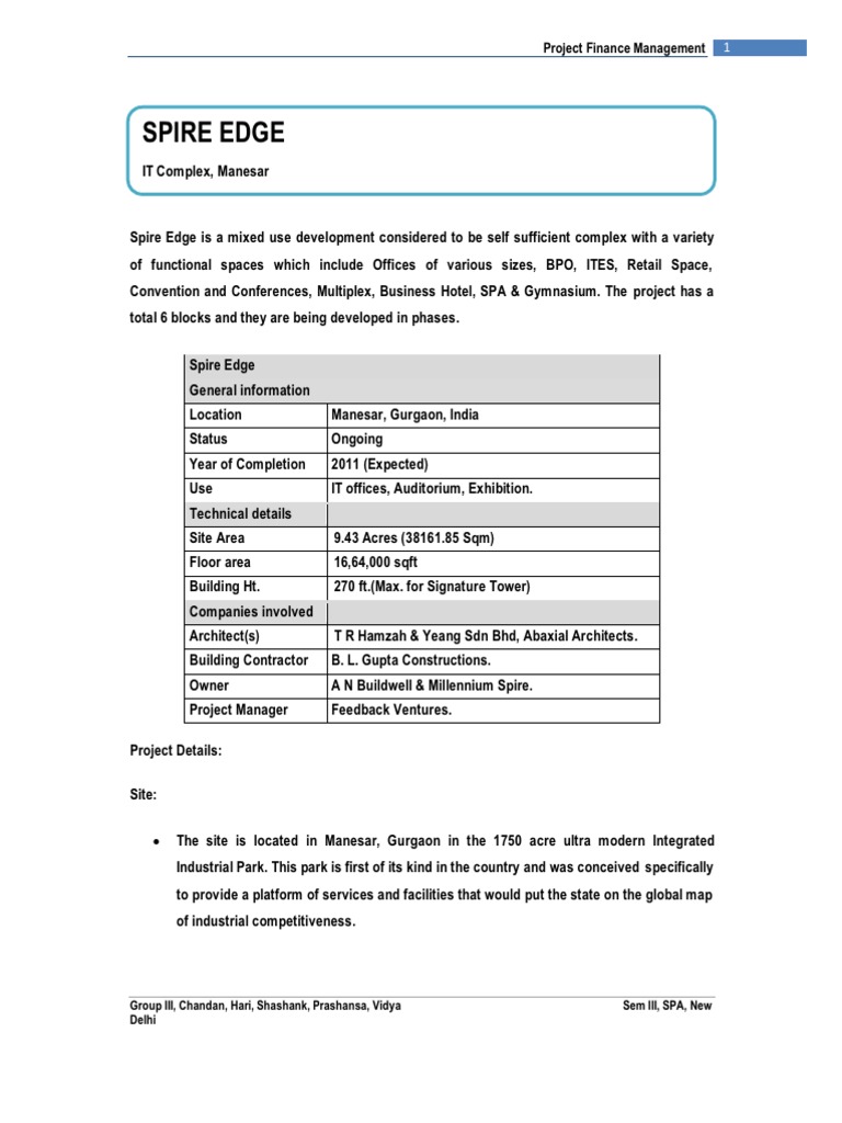 Spire Edge: Project Finance Management | PDF | Economies | Business