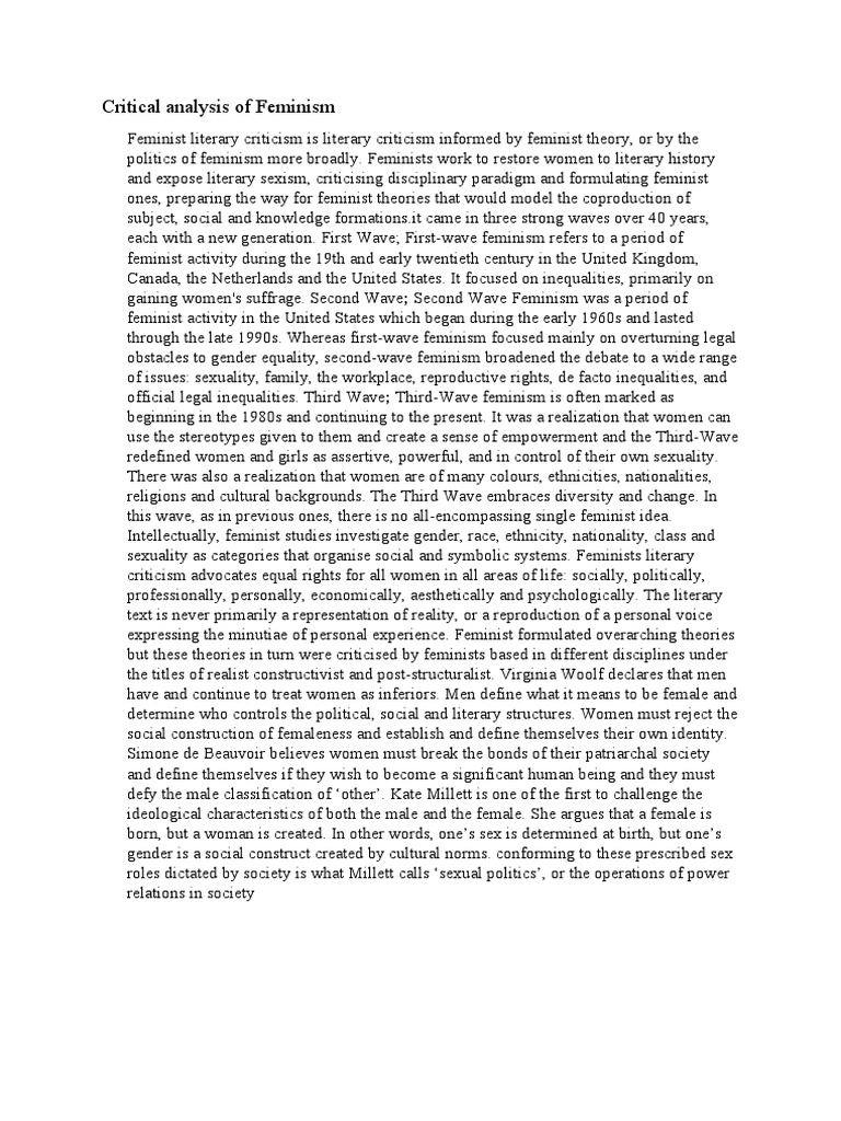 Feminist Literary Criticism Overview | PDF | Feminism | Gender Studies