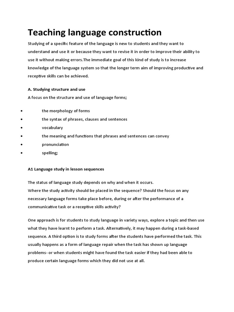 Language Construction Techniques in Teaching | PDF | Phrase | Teachers