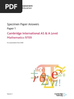 9709 Specimen Paper Answers Paper 1 (for Examination From 2020)