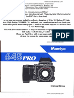 Mamiya 645 Pro Instruction Manual