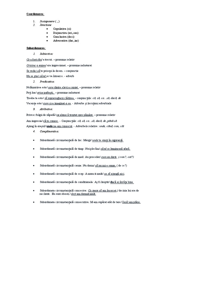Coordonarea Si Subordonarea | PDF
