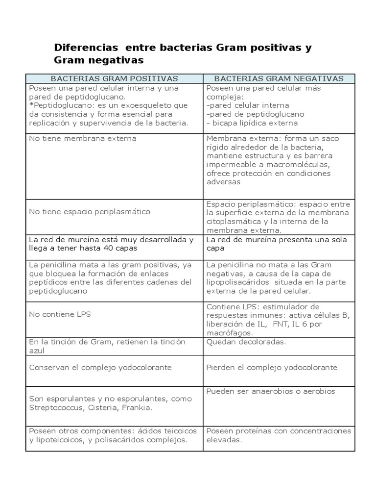 Diferencias Entre Bacterias Gram Positivas y Gram Negativas | PDF
