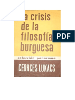 Lukács, La crisis de la filosofía Burguesa