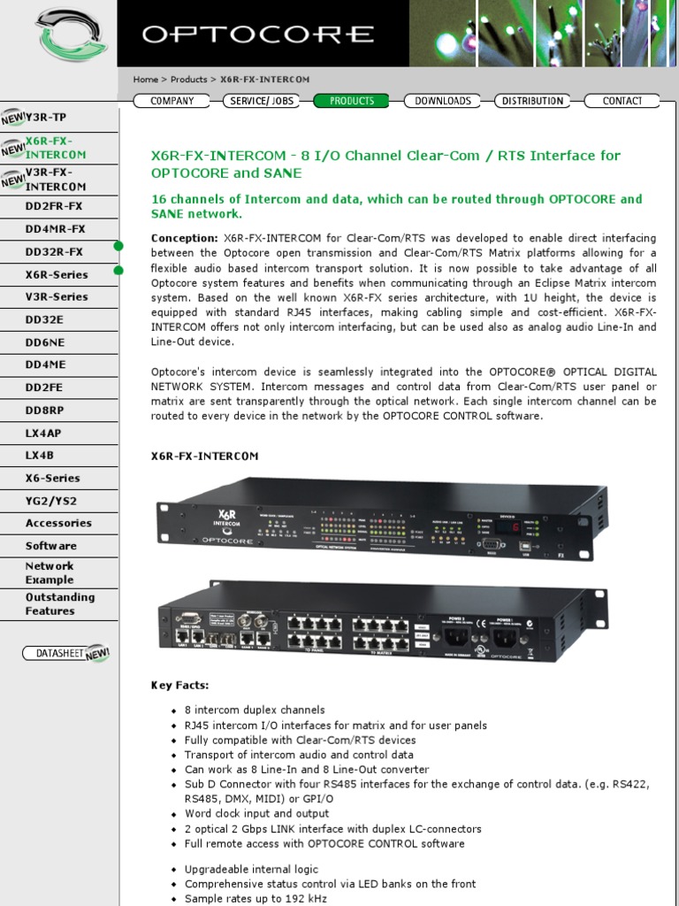 Optocore GMBH Optical Digital Fiber Based Network System For Audio