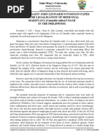 Position Paper: Legalization of Marijuana in The Philippines