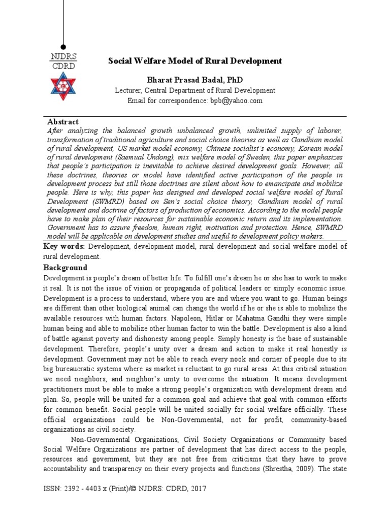 Social Welfare Model of Rural Development | PDF | Capitalism | Market ...