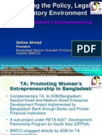 Improving The Policy, Legal Regulatory Environment: Promoting Women's Entrepreneurship