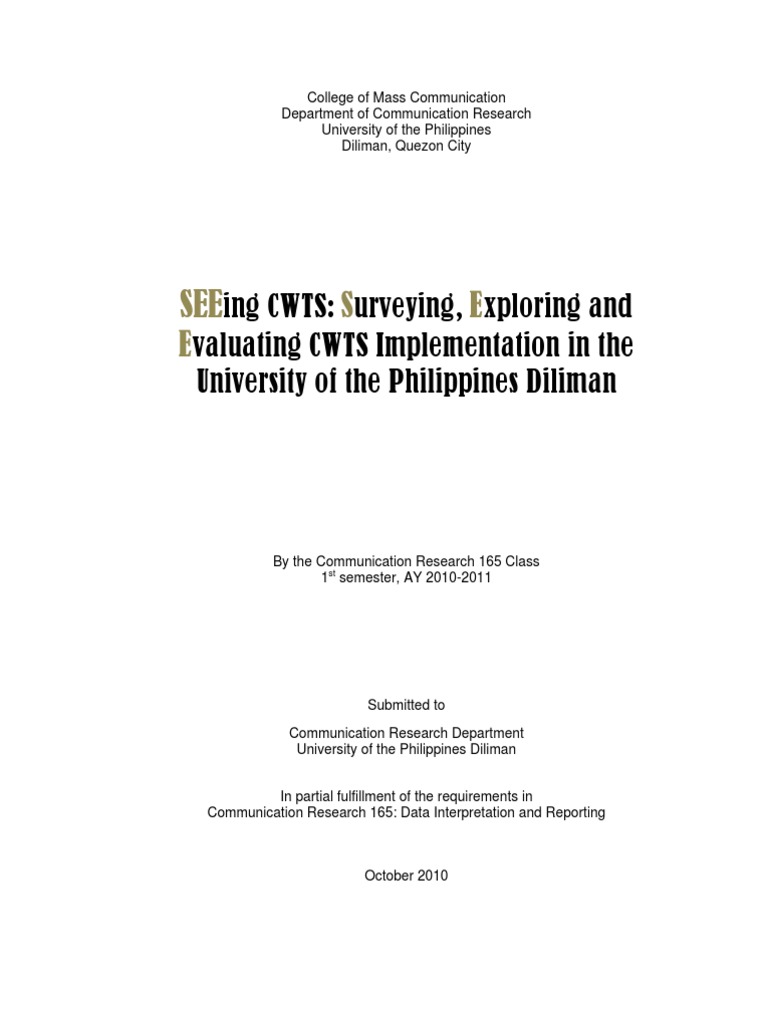 SEEing CWTS | PDF | Volunteering | Sampling (Statistics)