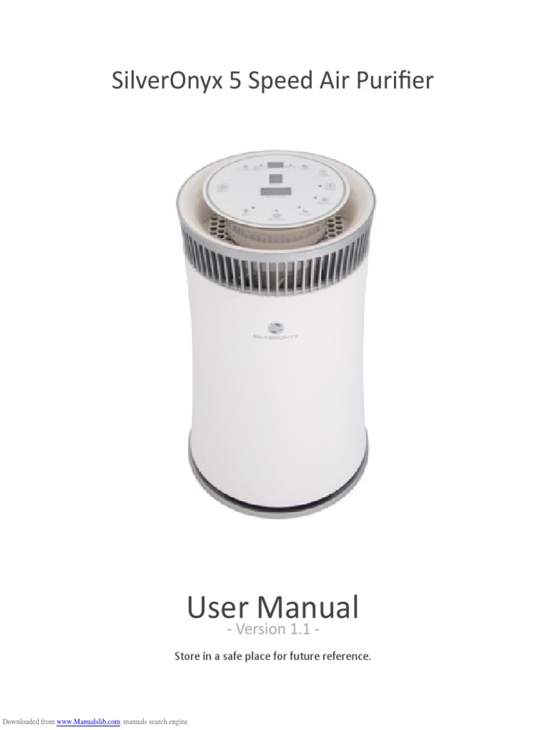 User Manual Silveronyx 5 Speed Air Purifier PDF Power Supply Air