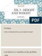 Projek 3: Height and Weight: Matematik 2