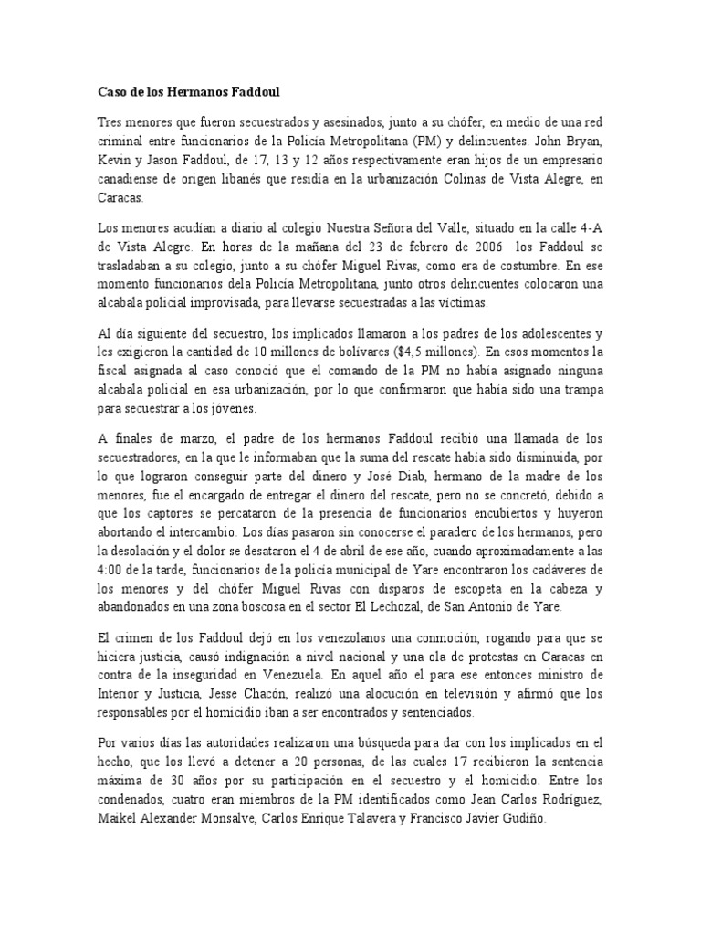 Caso de los Hermanos Faddoul en Venezuela | PDF | Justicia penal ...