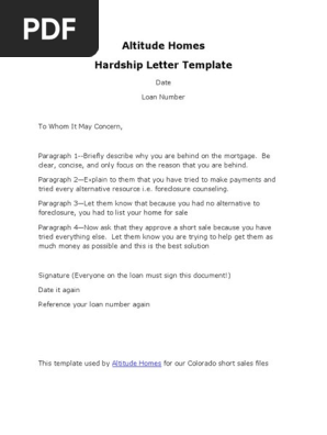 Hardship Letter Template