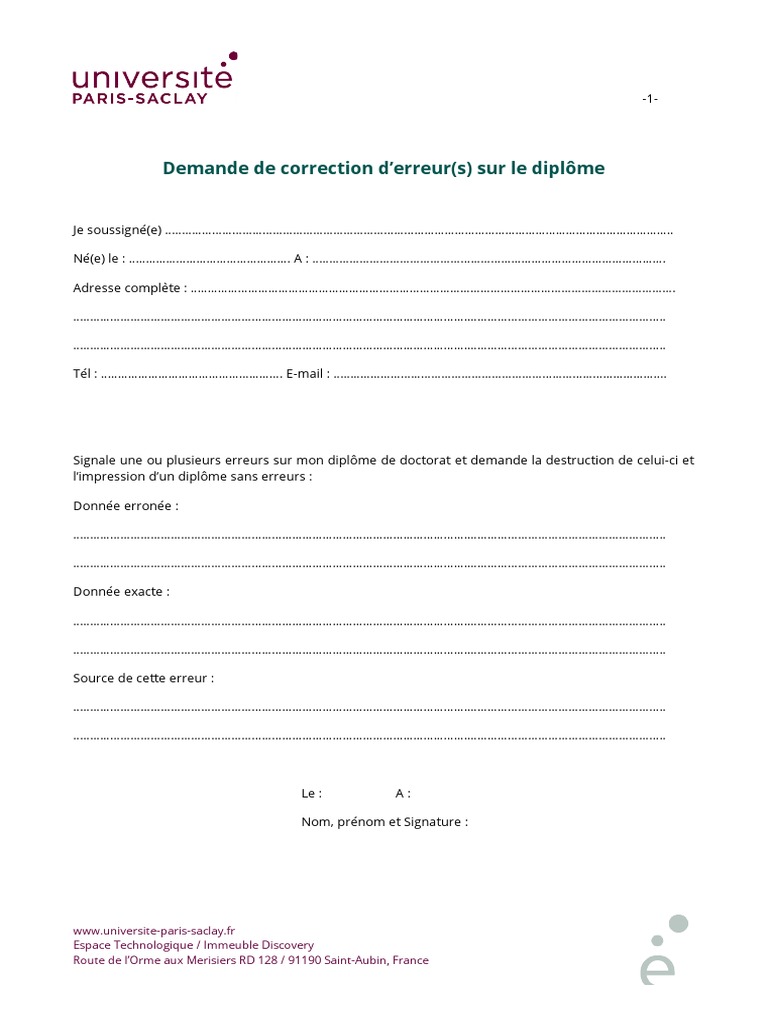 Demande de correction de diplôme | PDF | Business