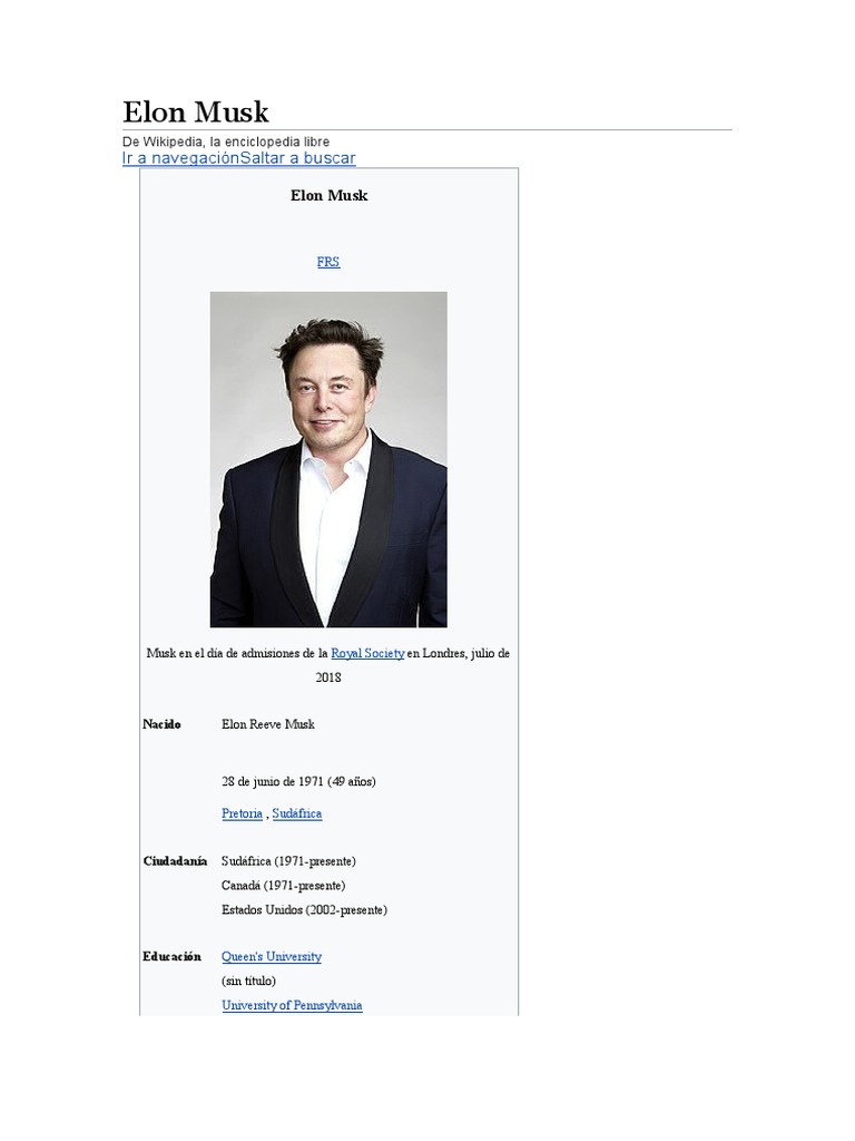 Biografía de Elon Musk: Orígenes y logros | PDF | Elon Musk | Science