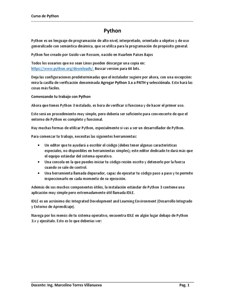 Introducción a Python y su Sintaxis | PDF | Sustracción | Python ...