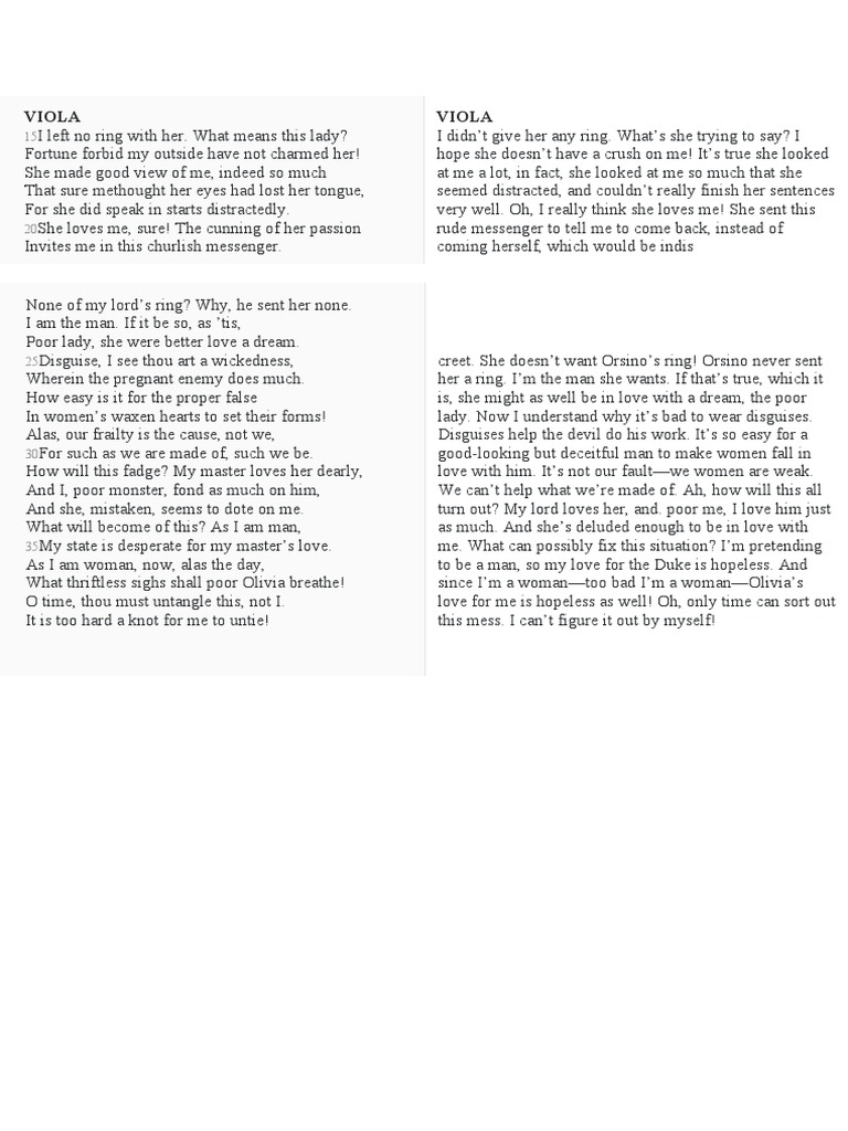 VIOLA Monologue With Transcription. Audition Material PDF