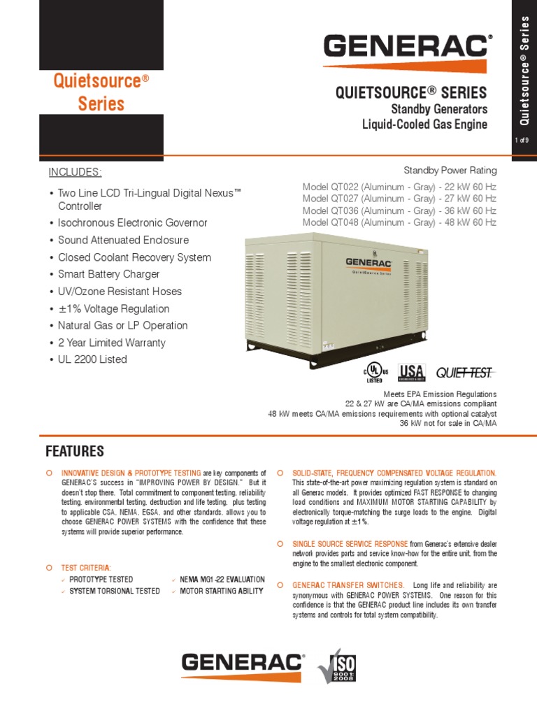Generac QT 048 | Download Free PDF | Engines | Electric Generator