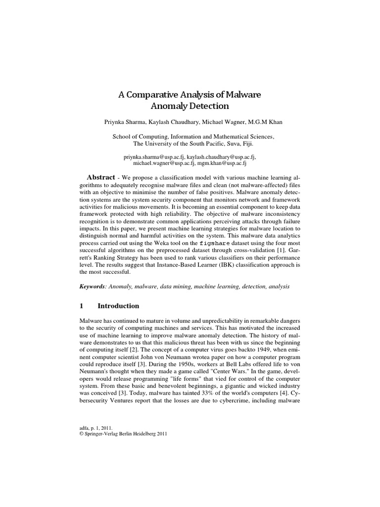 A Comparative Analysis of Malware | PDF | Statistical Classification ...