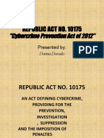 REPUBLIC ACT NO. 10175: THE CYBERCRIME PREVENTION ACT OF 2012